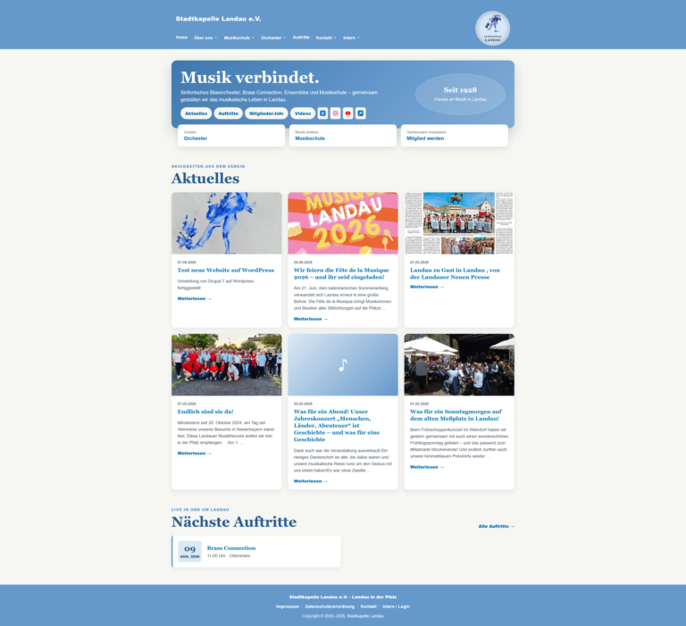 Screenshot der neuen Webseite
