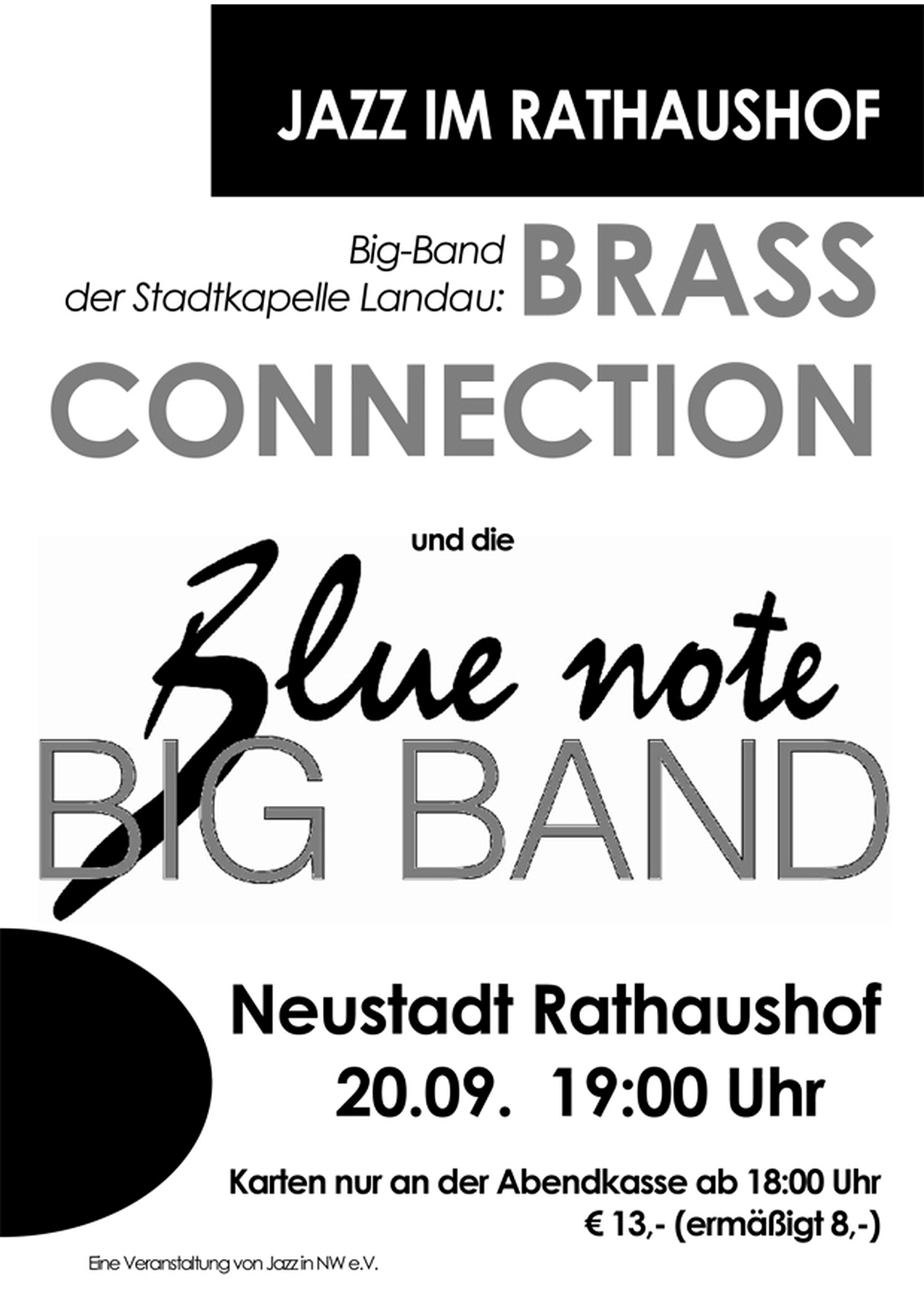 Konzertplakat: Jazz im Rathaushof – Brass Connection & Blue Note Big Band, 20.09.2014