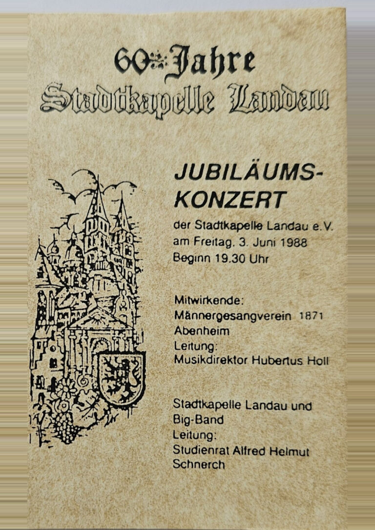 Kassettenhülle: 60 Jahre Stadtkapelle Landau, 03.06.1988