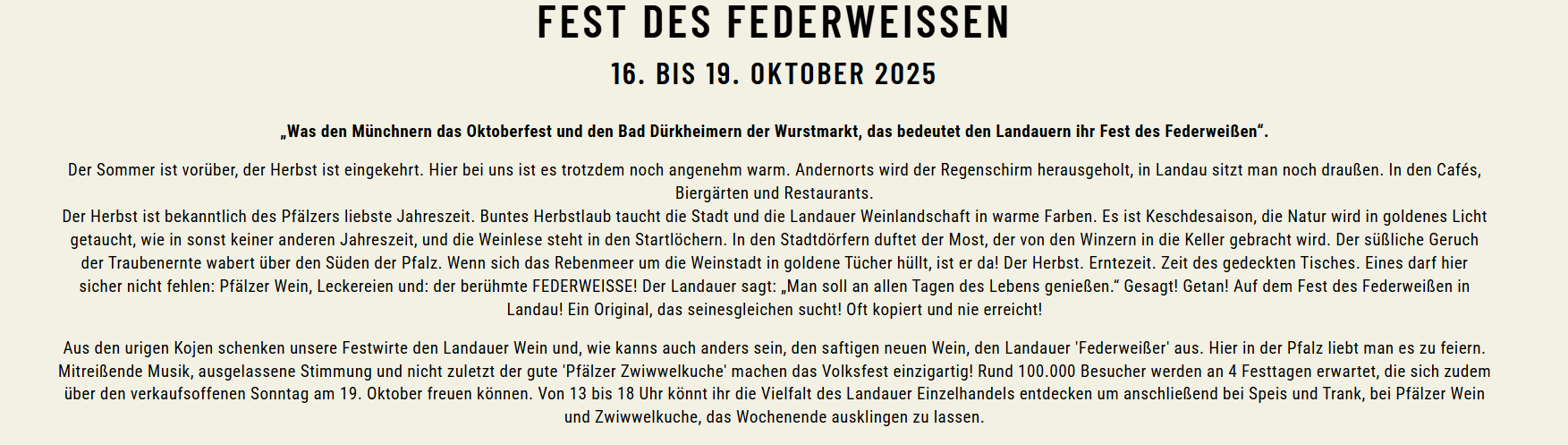 Fest des Federweißen mit dem SBO (externe Seite: landau-tourismus.de)
