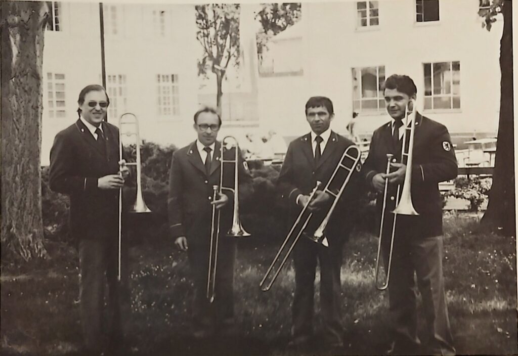 Posaunenquartett mit Helmut Neidig, Werner Jakob, Ludwig Benz und Werner Burret